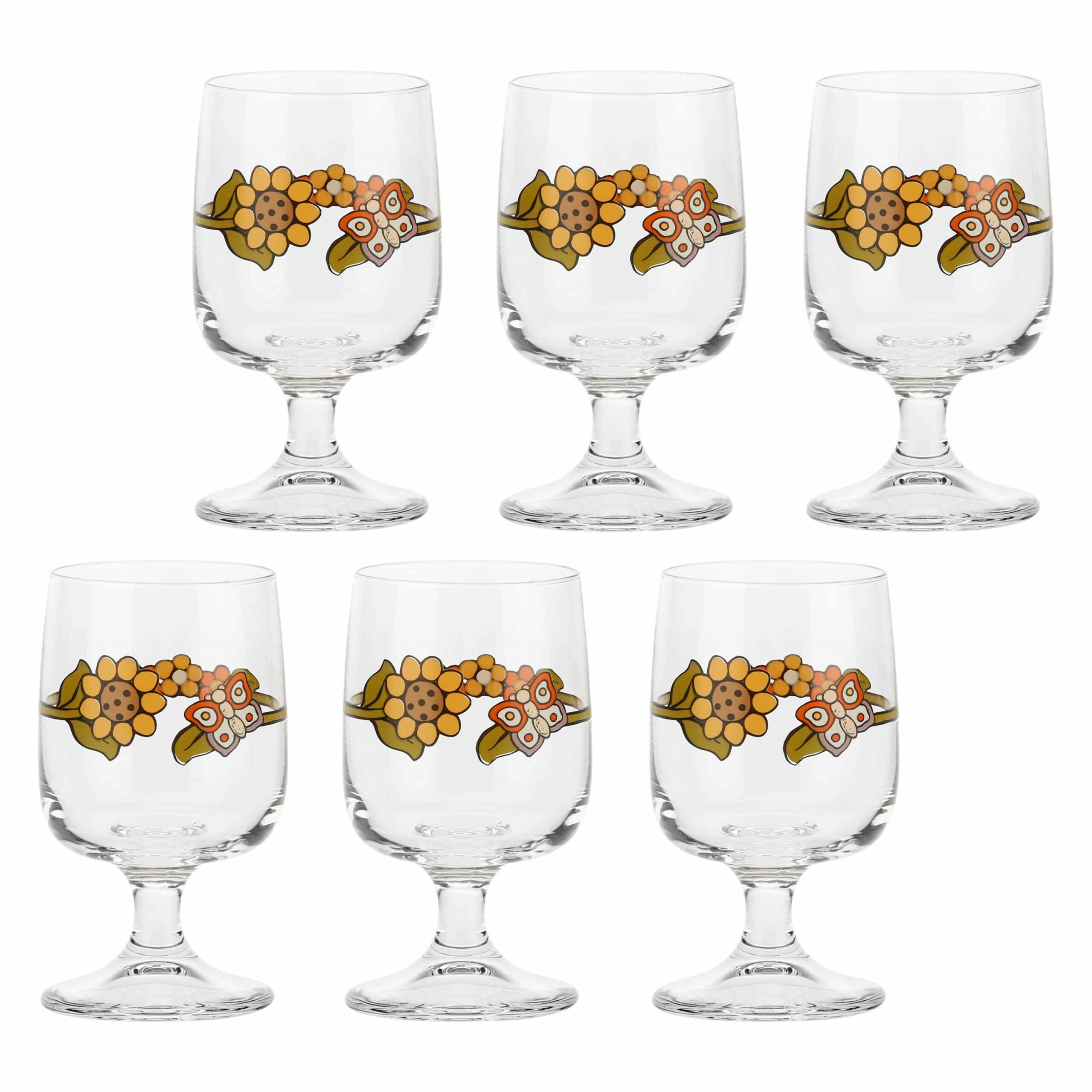 THUN - Set 6 Bicchieri In Vetro Country Con Fiore E Tulipano - 270ml